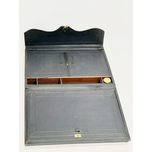 353 - A late 19th century Bramahs leather writing slope case. 39x29x9cm closed. 61cm open.