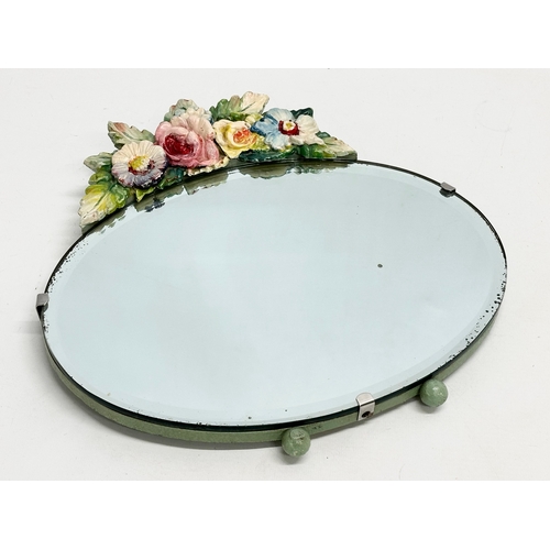 111 - A 1930’s Barbola tabletop dressing mirror. 30.5x32cm