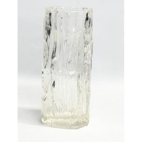 142 - A Mid Century Swedish Textured Bark glass vase.. 1960’s. 21cm