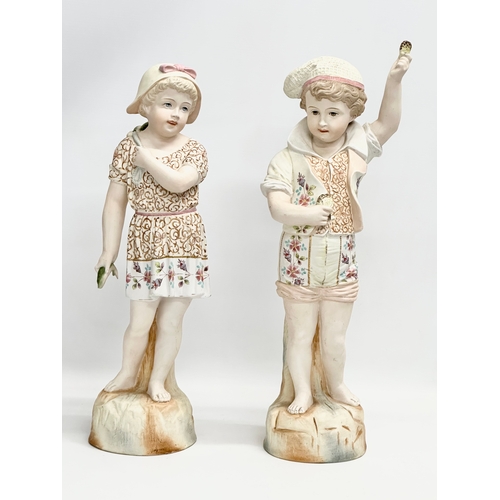 277 - A pair of large late 19th/early 20th century German Bisque figurines. Heubach style. Circa 1900. 49c... 