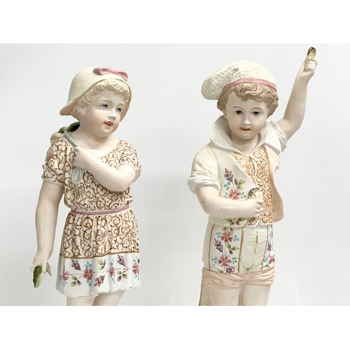 277 - A pair of large late 19th/early 20th century German Bisque figurines. Heubach style. Circa 1900. 49c... 