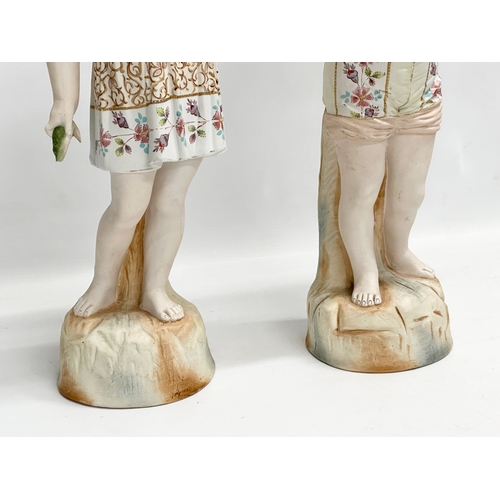 277 - A pair of large late 19th/early 20th century German Bisque figurines. Heubach style. Circa 1900. 49c... 