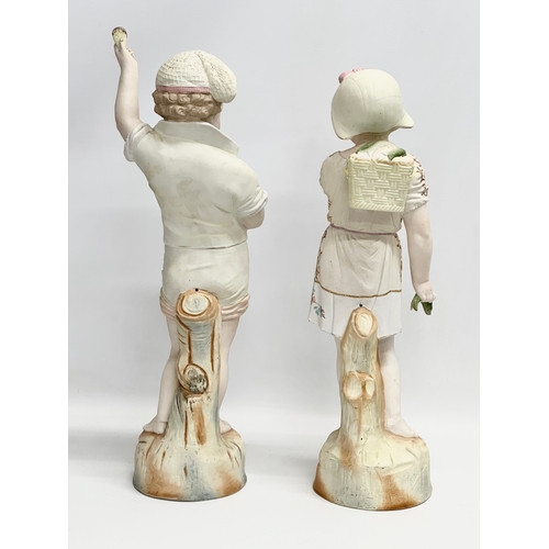 277 - A pair of large late 19th/early 20th century German Bisque figurines. Heubach style. Circa 1900. 49c... 