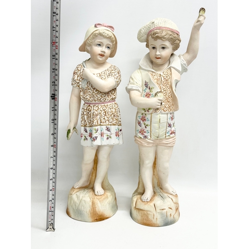 277 - A pair of large late 19th/early 20th century German Bisque figurines. Heubach style. Circa 1900. 49c... 