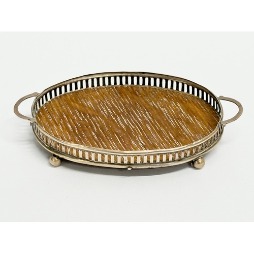 455 - A silver mounted miniature tray. 10x6cm