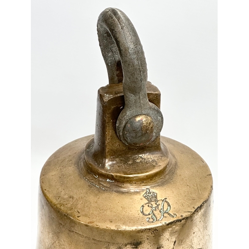 242 - A large early 20th century George V bronze ships bell. 25x35cm