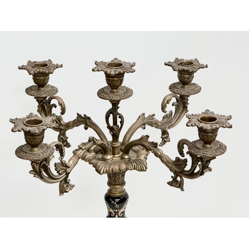 312 - A large ornate brass and enamelled porcelain candelabra. 34x34x61cm