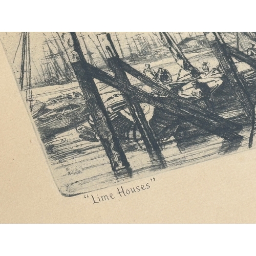 285 - An original etching reproduced in Talio -Crome by James McNeill Whistler. Lime Houses. 41.5x31.5cm