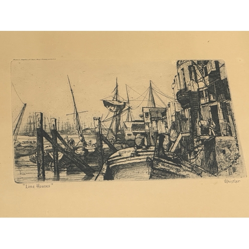 285 - An original etching reproduced in Talio -Crome by James McNeill Whistler. Lime Houses. 41.5x31.5cm