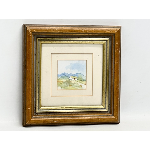 288 - 2 watercolour drawing by Lynda Moffett. Frames 23.5x23.5cm