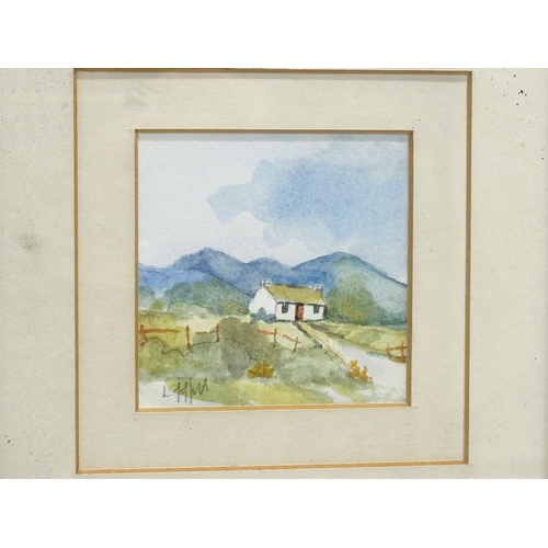 288 - 2 watercolour drawing by Lynda Moffett. Frames 23.5x23.5cm