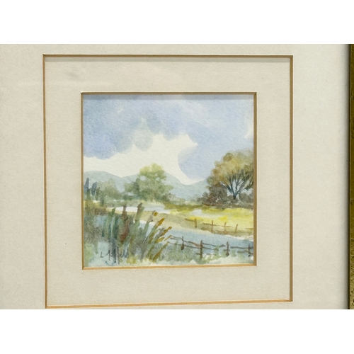 288 - 2 watercolour drawing by Lynda Moffett. Frames 23.5x23.5cm