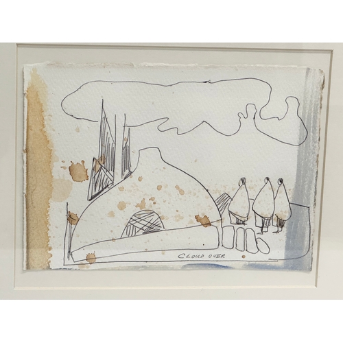 290 - A pen and wash by J.P. Rooney. Cloud Over. 18x13cm. Frame 39x35cm