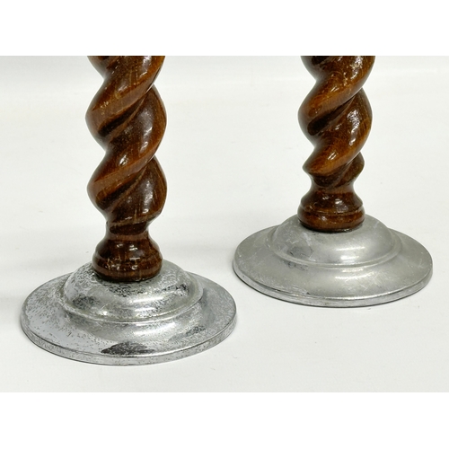 340 - A pair of vintage Barley Twist candlesticks. 22cm