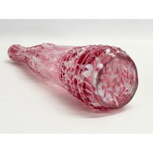 134 - A mid 19th century French Clichy Apper pink and milk glass bottle. Circa 1850. 28.5cm