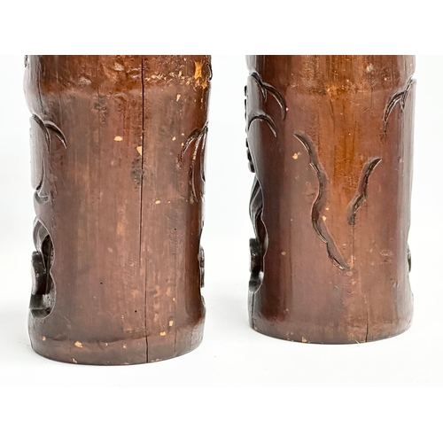 224 - A pair of large late 19th century Chinese brush pots. 12x28cm