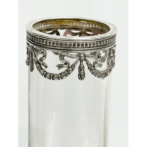 145 - A large silver mounted cylinder glass vase. Late 19th century/early 20th century. Circa 1880-1900. 4... 