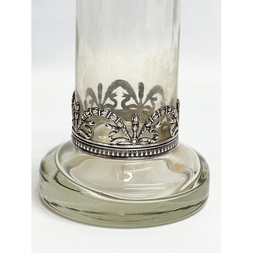 145 - A large silver mounted cylinder glass vase. Late 19th century/early 20th century. Circa 1880-1900. 4... 