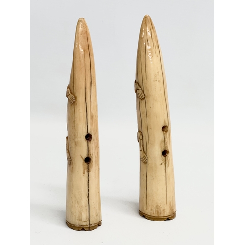 227 - A pair of 19th century tusks. 20cm