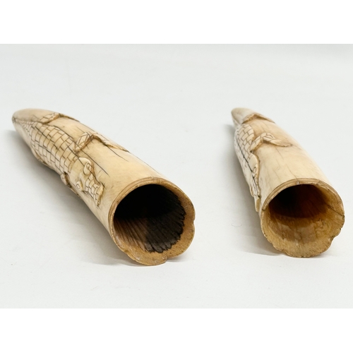 227 - A pair of 19th century tusks. 20cm