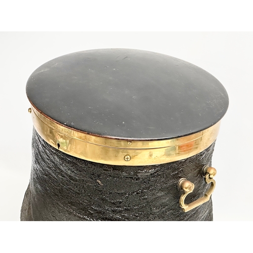 16 - A large late 19th/early 20th century Elephants Foot bottle holder/decanter box. Inscribed E.H. McDow... 