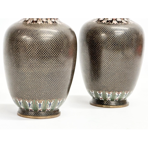 91 - A pair of good quality early 20th century Cloisonné enamel vases with lids. Circa 1900-1920. 12x22cm