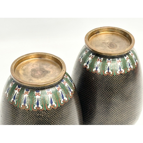 91 - A pair of good quality early 20th century Cloisonné enamel vases with lids. Circa 1900-1920. 12x22cm