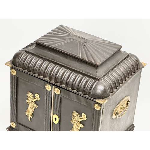 21 - A large late 19th century leather and brass bound multi purpose tabletop cabinet. Circa 1880-1900. 3... 