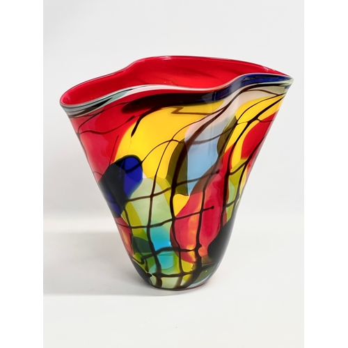 325 - A large impressive modern multicoloured Art Glass vase. 45x23x39cm