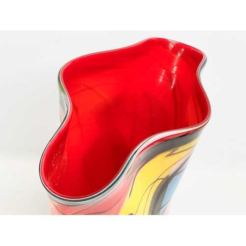 325 - A large impressive modern multicoloured Art Glass vase. 45x23x39cm