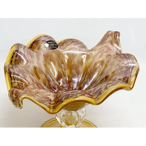 327 - A large Italian Art Glass bowl by White Cristal.  34x25x17cm