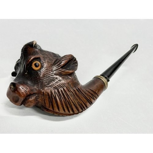 262 - 2 late 19th/early 20th century character smoking pipes. 15cm