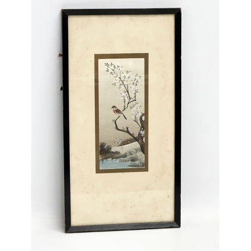 292 - 2 signed early 20th century Japanese watercolours. D. Blagrove & Son Fine Art Dealers. Frame 16.5x30... 