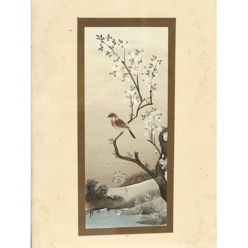 292 - 2 signed early 20th century Japanese watercolours. D. Blagrove & Son Fine Art Dealers. Frame 16.5x30... 