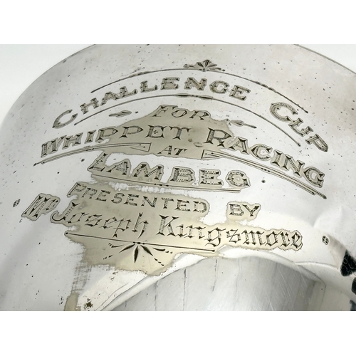 264 - A large late 19th century EPNS Challenge Cup for Whippet Racing at Lambeg. Presented by Mr Joseph Ki... 