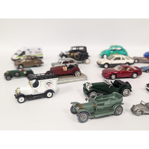 635 - A collection of model cars and trucks including Matchbox, Lledo, Solido, etc