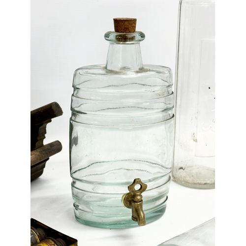 399D - A sundry lot. A large vintage glass Esso oil bottle 38cm. A Dunlop French Chalk and Rubber Solution.... 