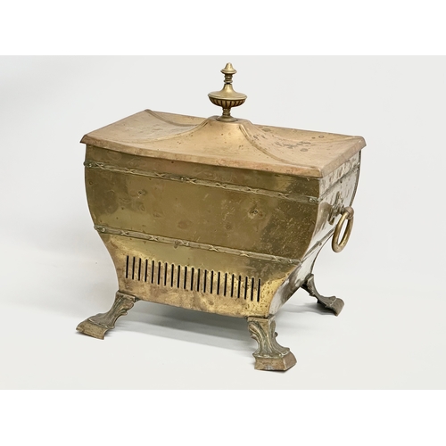 60A - A late 19th century brass coal bucket. 42x34x45cm