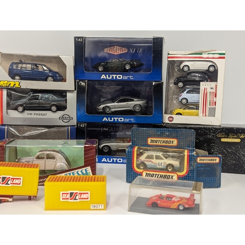 665 - A collection of model cars including Matchbox, Auto Art, Majorette, Norev, Solido, Gama, etc