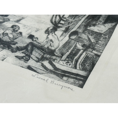 295 - 4 original etchings reproduced in Talio-Crome by Lionel Barrymore. 34x43cm