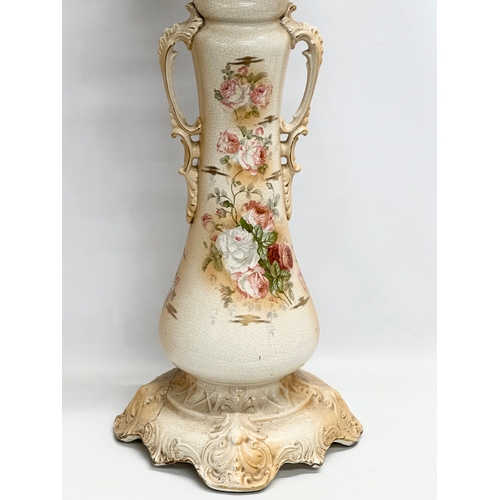 331 - 2 late Victorian pottery jardinières. A large English jardiniere on stand 42x95cm. A large late Vict... 