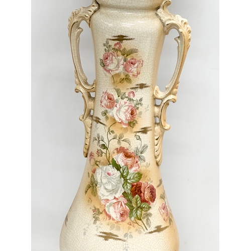 331 - 2 late Victorian pottery jardinières. A large English jardiniere on stand 42x95cm. A large late Vict... 