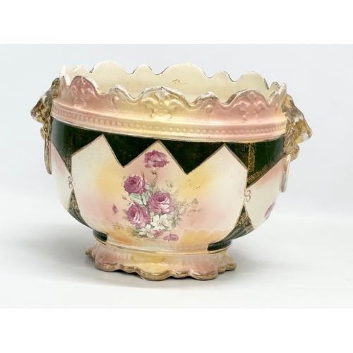 331 - 2 late Victorian pottery jardinières. A large English jardiniere on stand 42x95cm. A large late Vict... 