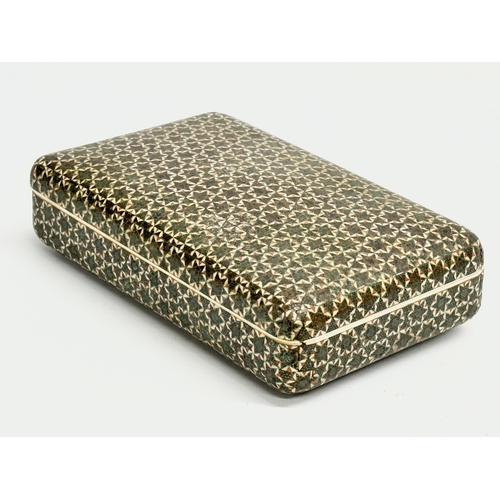 60B - An early 20th century Khatam Kari Micro Mosaic bone tabletop trinket/cigarette box. Circa 1900-1920.... 