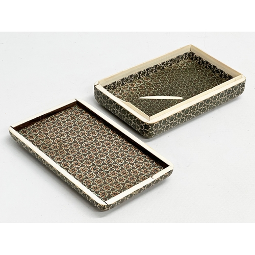 60B - An early 20th century Khatam Kari Micro Mosaic bone tabletop trinket/cigarette box. Circa 1900-1920.... 
