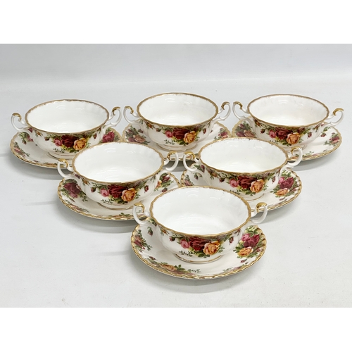 275D - 1962 Royal Albert ‘Old Country Roses’ soup bowls and saucers. 12 piece.