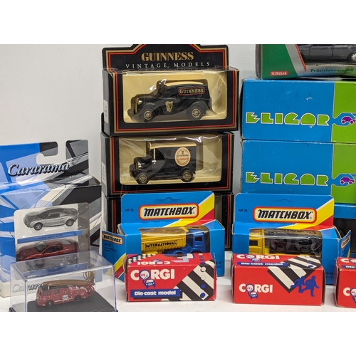 707 - A collection of model cars and trucks, including MatchBox, Corgi, Eligor, Schabak, Cararama, etc