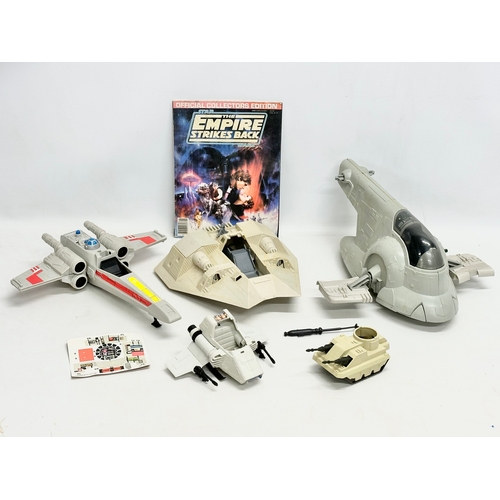 714 - A collection of 1970’s and 1980’s Star Wars toy ships etc. a 1981 Hoth Mini Rig tank. A 1978 Luke Sk... 