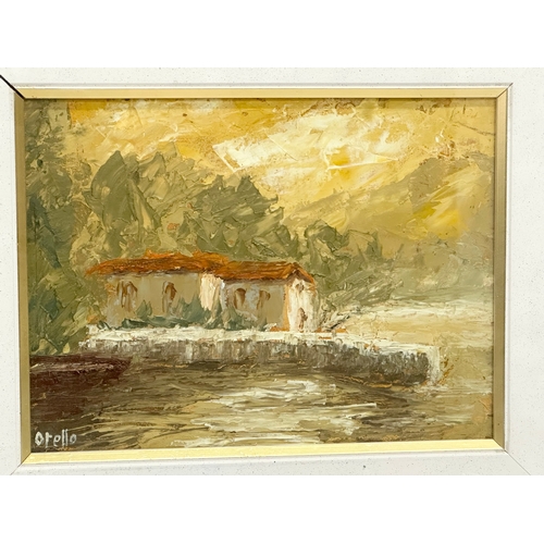 300 - An oil painting on board by African Artist, V. Orello. 23x17.5cm. Frame 40x34cm