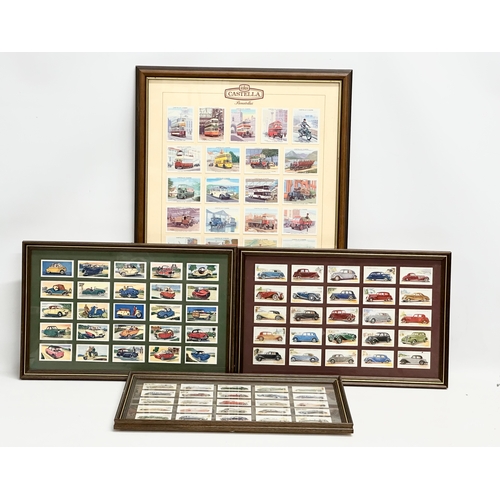 715 - A collection of 4 framed cigarette cards. Castella Britain’s Motoring History 45x65cm. 44x28cm.